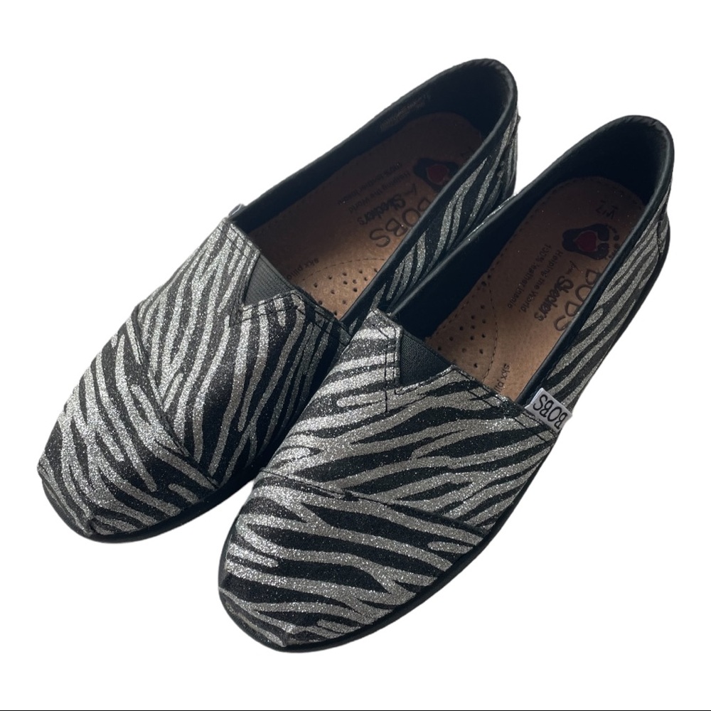 Zebra black glittery Bob’s slip on shoes